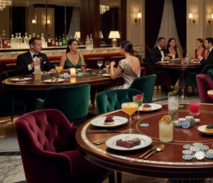 Elegáns budapesti lounge roulette asztallal és éttermi környezettel